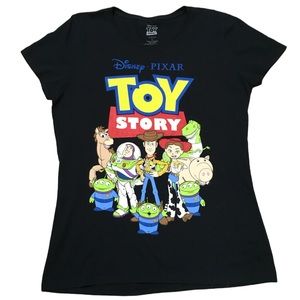 Disney Pixar Toy Story Short Sleeve T Shirt Black Size L Woody Buzz Jessie Ham